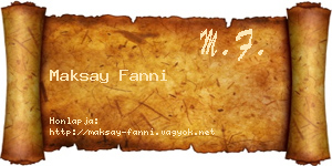 Maksay Fanni névjegykártya